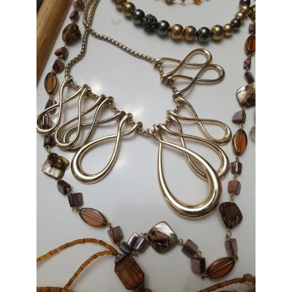 13 necklace bundle browns golden and earth tones - Picture 4 of 7